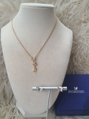 Swarovski Lilia Rose Gold Toned Earrings and Necklace Set- Great Condition